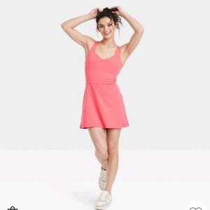 Women's Knit Halter Active Woven Dress - All In Motion Coral Pink XS
